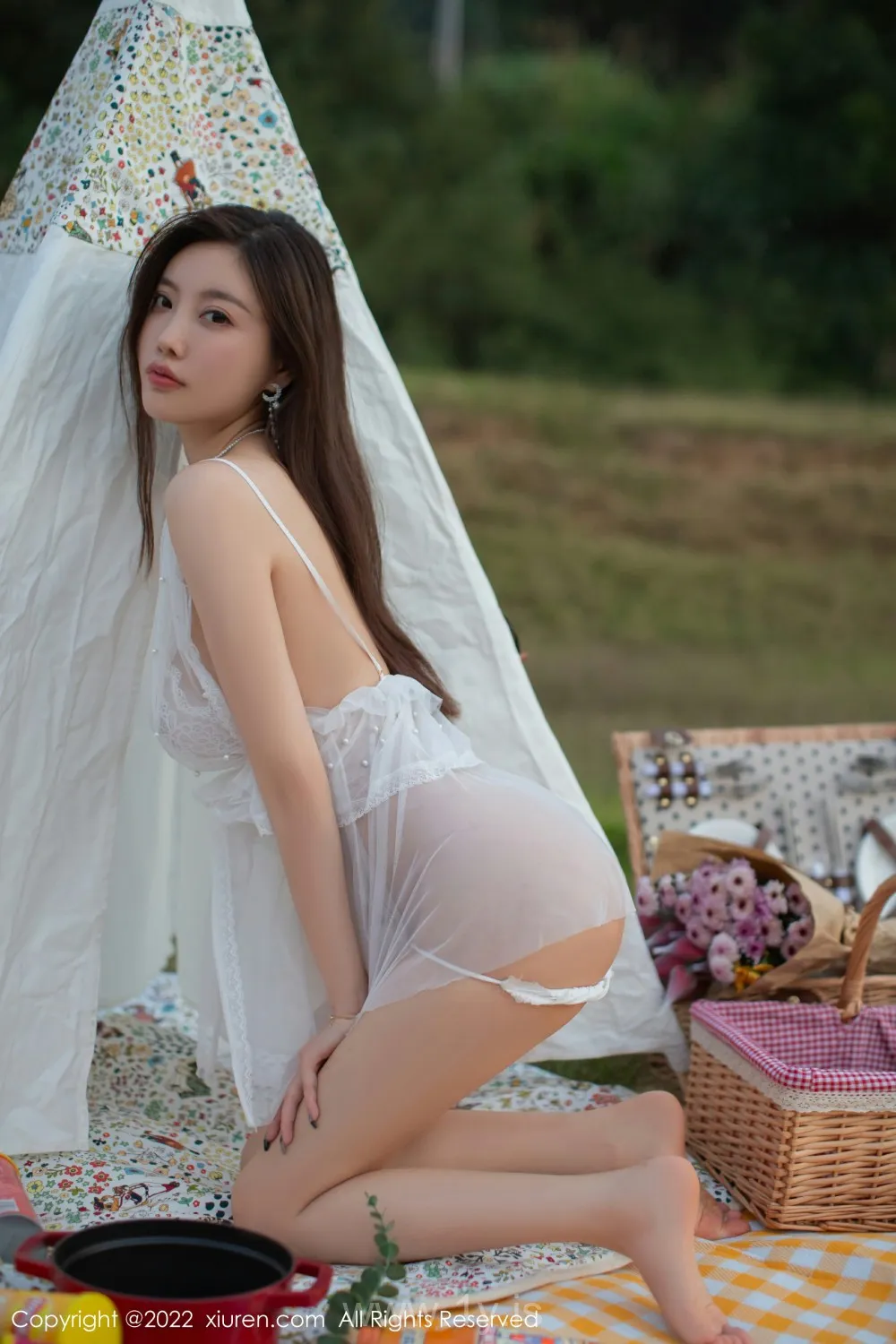 XIUREN(秀人网) NO.4455 Hot & Attractive Chinese Girl 杨晨晨Yome_白色网纱